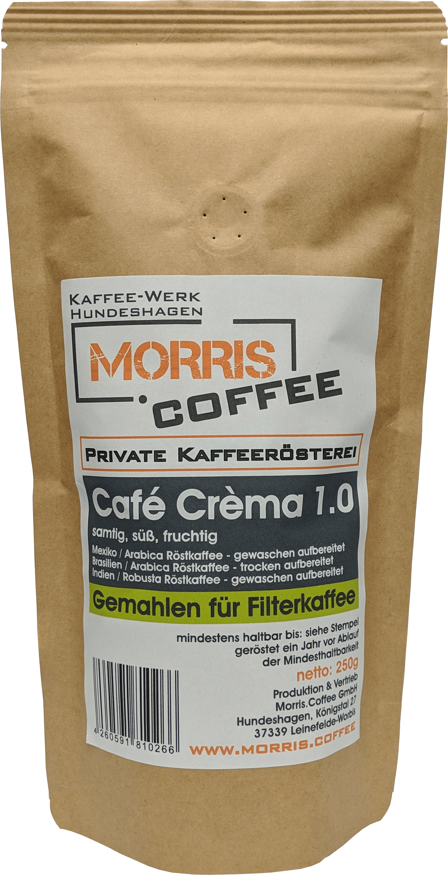 Cafe Crema 1.0 - 250 g - gemahlen Filterkaffee