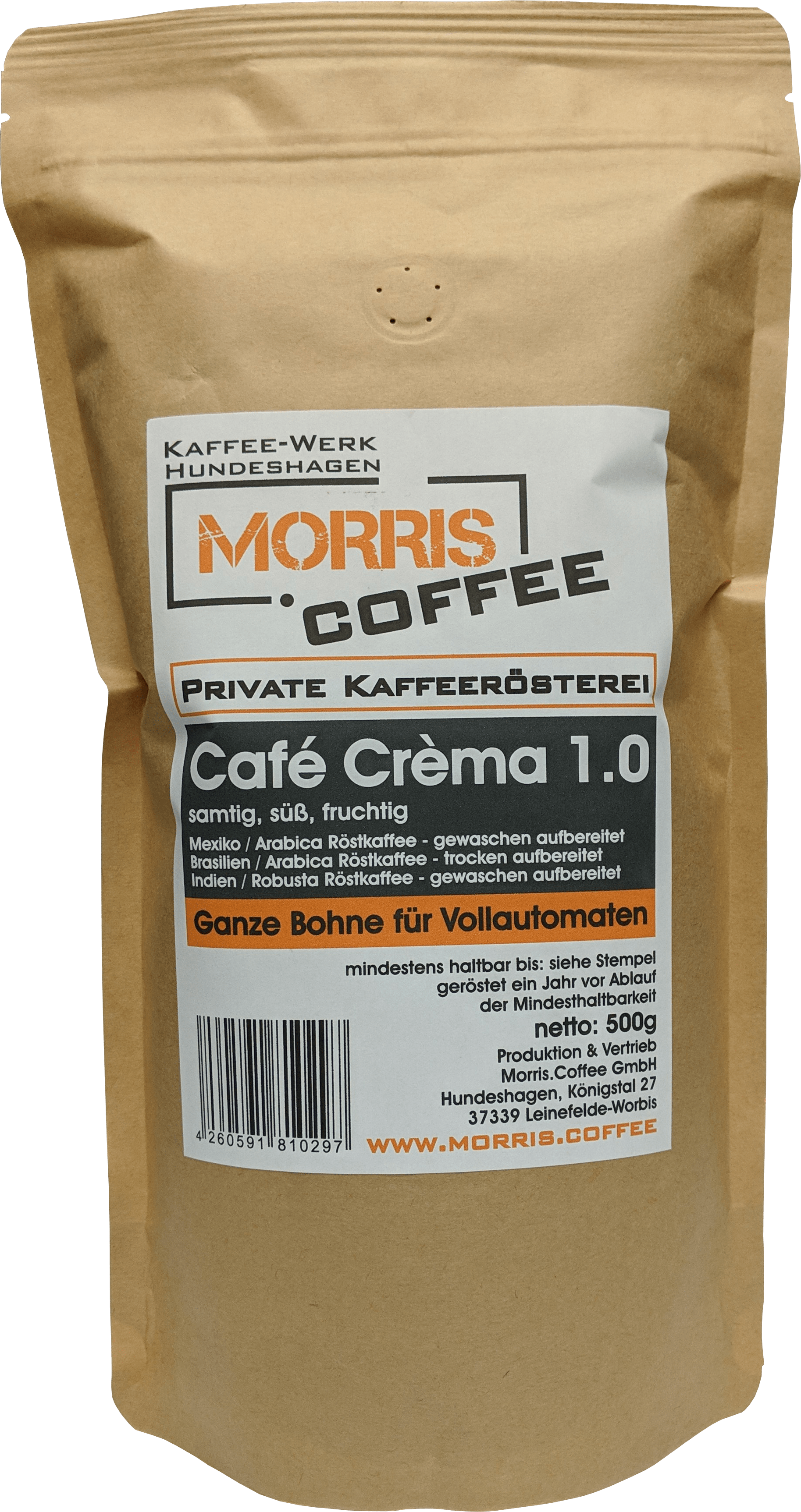 Cafe Crema 1.0 - 500 g - ganze Bohne