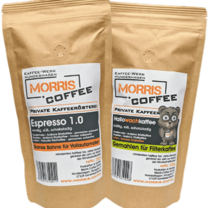 Espresso 1.0 & Hallowachkaffee gemahlen für Filterkaffee oder als ganze Bohne auf morris.coffee bestellen